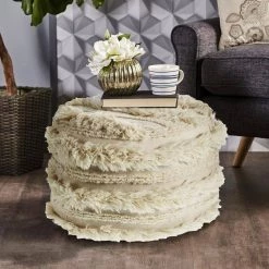 Fluffy Shaggy Faux Fur Ivory Pouf Ottoman by LR Home 16 Fluffy Shaggy Faux Fur Ivory Pouf Ottoman by LR Home -Cheap LR Home Store ivory lr home ottomans poufs99715ivo1612 44 1000