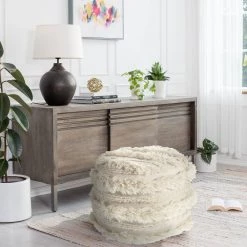 Fluffy Shaggy Faux Fur Ivory Pouf Ottoman by LR Home 17 Fluffy Shaggy Faux Fur Ivory Pouf Ottoman by LR Home -Cheap LR Home Store ivory lr home ottomans poufs99715ivo1612 fa 1000