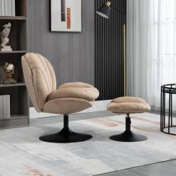 Khaki Velvet Swivel Adjustable Height Accent Chair with Ottoman by HOMEFUN 17 Khaki Velvet Swivel Adjustable Height Accent Chair with Ottoman by HOMEFUN -Cheap LR Home Store khaki homefun accent chairs hfhdsn 1143 2kk 31 1000