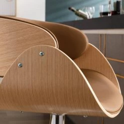 Brown PU Leather Ecru Bent Wood Swivel Bar Chair with Adjustable Height by HOMEFUN -Cheap LR Home Store khaki homefun bar stools hfhdsn 21234929 1f 1000