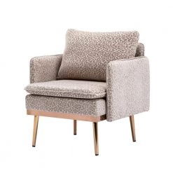 Leopard Grey Modern Plush Upholstered Accent Chair with Golden Metal Legs by HOMEFUN -Cheap LR Home Store leopard grey homefun accent chairs hfhdsn 964lgy 1f 1000
