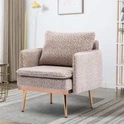 Leopard Grey Modern Plush Upholstered Accent Chair with Golden Metal Legs by HOMEFUN -Cheap LR Home Store leopard grey homefun accent chairs hfhdsn 964lgy 31 1000