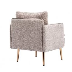 Leopard Grey Modern Plush Upholstered Accent Chair with Golden Metal Legs by HOMEFUN -Cheap LR Home Store leopard grey homefun accent chairs hfhdsn 964lgy 4f 1000