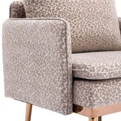 Leopard Grey Modern Plush Upholstered Accent Chair with Golden Metal Legs by HOMEFUN -Cheap LR Home Store leopard grey homefun accent chairs hfhdsn 964lgy 76 1000