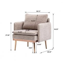 Leopard Grey Modern Plush Upholstered Accent Chair with Golden Metal Legs by HOMEFUN -Cheap LR Home Store leopard grey homefun accent chairs hfhdsn 964lgy fa 1000