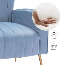 Light Blue Velvet Wingback Chair with Golden Leg by HOMEFUN 19 Light Blue Velvet Wingback Chair with Golden Leg by HOMEFUN -Cheap LR Home Store light blue homefun accent chairs hfhdsn 131lb 1f 1000