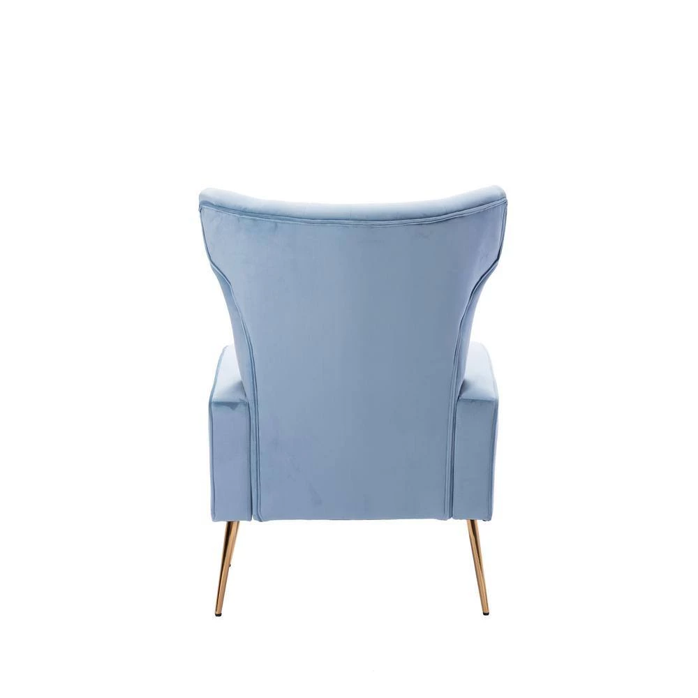 Light Blue Velvet Wingback Chair with Golden Leg by HOMEFUN 6 Light Blue Velvet Wingback Chair with Golden Leg by HOMEFUN - Image 4