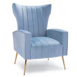 Light Blue Velvet Wingback Chair with Golden Leg by HOMEFUN 17 Light Blue Velvet Wingback Chair with Golden Leg by HOMEFUN -Cheap LR Home Store light blue homefun accent chairs hfhdsn 131lb c3 1000