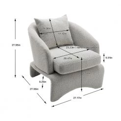 Modern Light Gray Armchair Upholstered Teddy Fabric Accent with Wood Base and Pillow by HOMEFUN 16 Modern Light Gray Armchair Upholstered Teddy Fabric Accent with Wood Base and Pillow by HOMEFUN -Cheap LR Home Store light gray homefun accent chairs hfhdsn 939lg 44 1000