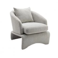 Modern Light Gray Armchair Upholstered Teddy Fabric Accent with Wood Base and Pillow by HOMEFUN 13 Modern Light Gray Armchair Upholstered Teddy Fabric Accent with Wood Base and Pillow by HOMEFUN -Cheap LR Home Store light gray homefun accent chairs hfhdsn 939lg c3 1000