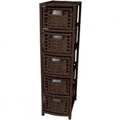 5-Drawer Mocha Natural Fiber Occasional Trunk by Oriental Furniture