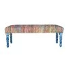 Colorful 47 in. Multi-Color Viscose Chindi Bench with Blue Legs by LR Home -Cheap LR Home Store multi color lr home bedroom benches bench99068mlt3b14 64 1000