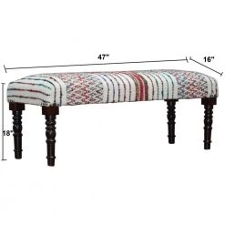 Colorful 47 in. Multi-Color Viscose Chevron Striped Chindi Bench with Wood Legs by LR Home -Cheap LR Home Store multi color lr home bedroom benches bench99069mlt3b14 1f 1000