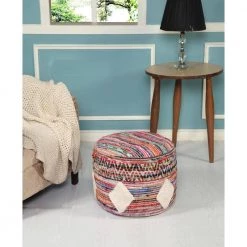 Southwest Bohemian 18 in. x 14 in. Multi-Color Ottoman Pouf by LR Home -Cheap LR Home Store multi color lr home ottomans poufs99716mlt1612 4f 1000