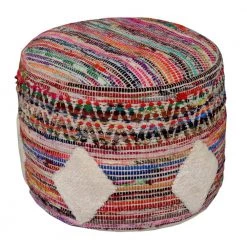 Southwest Bohemian 18 in. x 14 in. Multi-Color Ottoman Pouf by LR Home