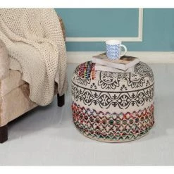 Authentic Floral Bohemian 18 in. x 14 in. Multi-Color Ottoman Pouf by LR Home 9 Authentic Floral Bohemian 18 in. x 14 in. Multi-Color Ottoman Pouf by LR Home -Cheap LR Home Store multi color lr home ottomans poufs99717mlt1612 c3 1000