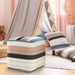 Mid-Century Multicolored 20 in. Indoor Outdoor Pouf by LR Home -Cheap LR Home Store multicolored lr home ottomans poufs34017mlt1818 31 1000