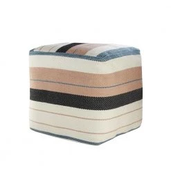 Mid-Century Multicolored 20 in. Indoor Outdoor Pouf by LR Home