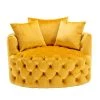 Mustard Yellow Swivel Velvet Upholstered Barrel Living Room Chair with Tufted Cushions by HOMEFUN -Cheap LR Home Store mustard yellow homefun accent chairs hfhdsn 856ms 64 1000