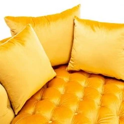 Mustard Yellow Swivel Velvet Upholstered Barrel Living Room Chair with Tufted Cushions by HOMEFUN -Cheap LR Home Store mustard yellow homefun accent chairs hfhdsn 856ms fa 1000