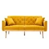 63.7 in Wide Mustard Yellow Velvet Upholstered 2-Seater Convertible Sofa Bed with Golden Metal Legs by HOMEFUN -Cheap LR Home Store mustard yellow homefun sofa beds hfhdsn 925ms 64 1000