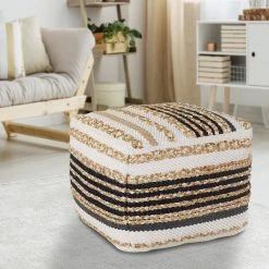 Natural Jute Natural Black Cube Pouf by LR Home 11 Natural Jute Natural Black Cube Pouf by LR Home -Cheap LR Home Store natural black lr home ottomans poufs99757nbk1612 31 1000