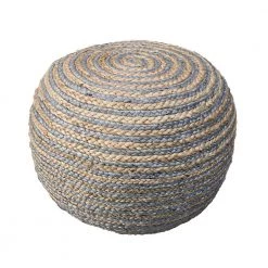 Two Tone Jute Natural Indoor Ottoman by LR Home -Cheap LR Home Store natural lr home ottomans poufs99702ngy2014 4f 1000