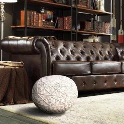 Macrame Natural 20 in. x 16 in. Round Indoor Pouf by LR Home -Cheap LR Home Store natural lr home ottomans poufs99707nat1814 44 1000