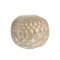 Macrame Natural 20 in. x 16 in. Round Indoor Pouf by LR Home