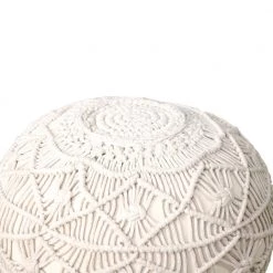 Macrame Natural 20 in. x 16 in. Round Indoor Pouf by LR Home -Cheap LR Home Store natural lr home ottomans poufs99707nat1814 a0 1000