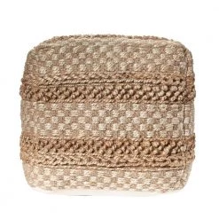 Natural Jute Brown Blocks Checks Pouf by LR Home 12 Natural Jute Brown Blocks Checks Pouf by LR Home -Cheap LR Home Store natural lr home ottomans poufs99759nat1616 1f 1000