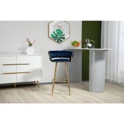 35 in. Navy Blue Velvet Metal Frame Cushioned Bar Stool with Gold Metal Legs (Set of 2) by HOMEFUN -Cheap LR Home Store navy blue homefun bar stools hfhdsn 959ny 31 1000