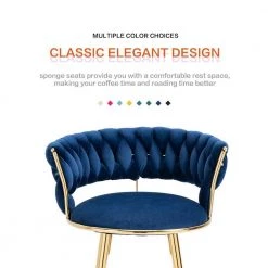 35 in. Navy Blue Velvet Metal Frame Cushioned Bar Stool with Gold Metal Legs (Set of 2) by HOMEFUN -Cheap LR Home Store navy blue homefun bar stools hfhdsn 959ny 44 1000