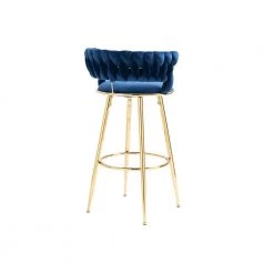 35 in. Navy Blue Velvet Metal Frame Cushioned Bar Stool with Gold Metal Legs (Set of 2) by HOMEFUN -Cheap LR Home Store navy blue homefun bar stools hfhdsn 959ny 4f 1000