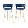 35 in. Navy Blue Velvet Metal Frame Cushioned Bar Stool with Gold Metal Legs (Set of 2) by HOMEFUN -Cheap LR Home Store navy blue homefun bar stools hfhdsn 959ny 64 1000