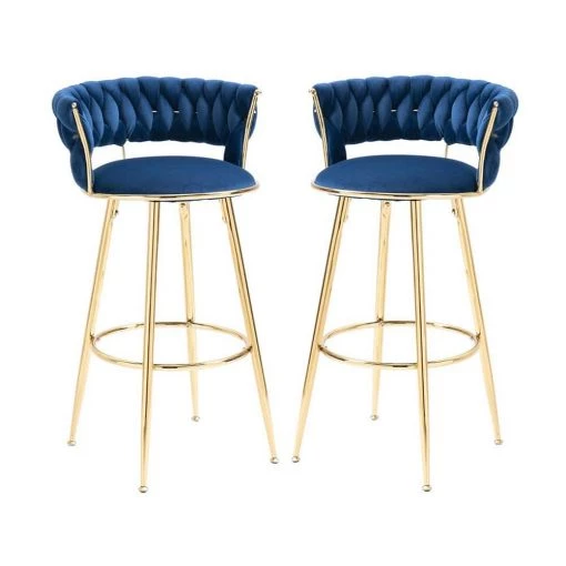 35 in. Navy Blue Velvet Metal Frame Cushioned Bar Stool with Gold Metal Legs (Set of 2) by HOMEFUN -Cheap LR Home Store navy blue homefun bar stools hfhdsn 959ny 64 1000
