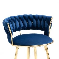 35 in. Navy Blue Velvet Metal Frame Cushioned Bar Stool with Gold Metal Legs by HOMEFUN 15 35 in. Navy Blue Velvet Metal Frame Cushioned Bar Stool with Gold Metal Legs by HOMEFUN -Cheap LR Home Store navy blue homefun bar stools hfhdsn 9882ny 1f 1000