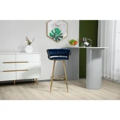 35 in. Navy Blue Velvet Metal Frame Cushioned Bar Stool with Gold Metal Legs by HOMEFUN 19 35 in. Navy Blue Velvet Metal Frame Cushioned Bar Stool with Gold Metal Legs by HOMEFUN -Cheap LR Home Store navy blue homefun bar stools hfhdsn 9882ny 31 1000