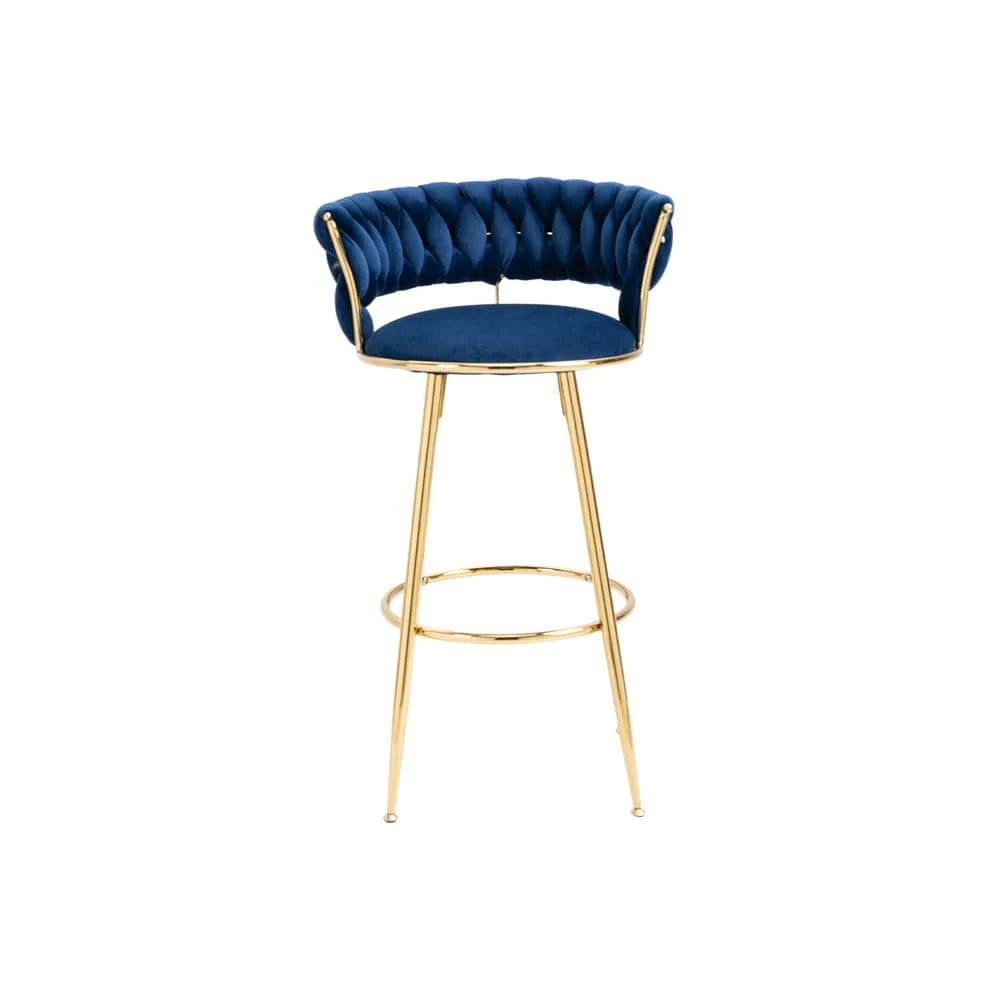 35 in. Navy Blue Velvet Metal Frame Cushioned Bar Stool with Gold Metal Legs by HOMEFUN 3 35 in. Navy Blue Velvet Metal Frame Cushioned Bar Stool with Gold Metal Legs by HOMEFUN