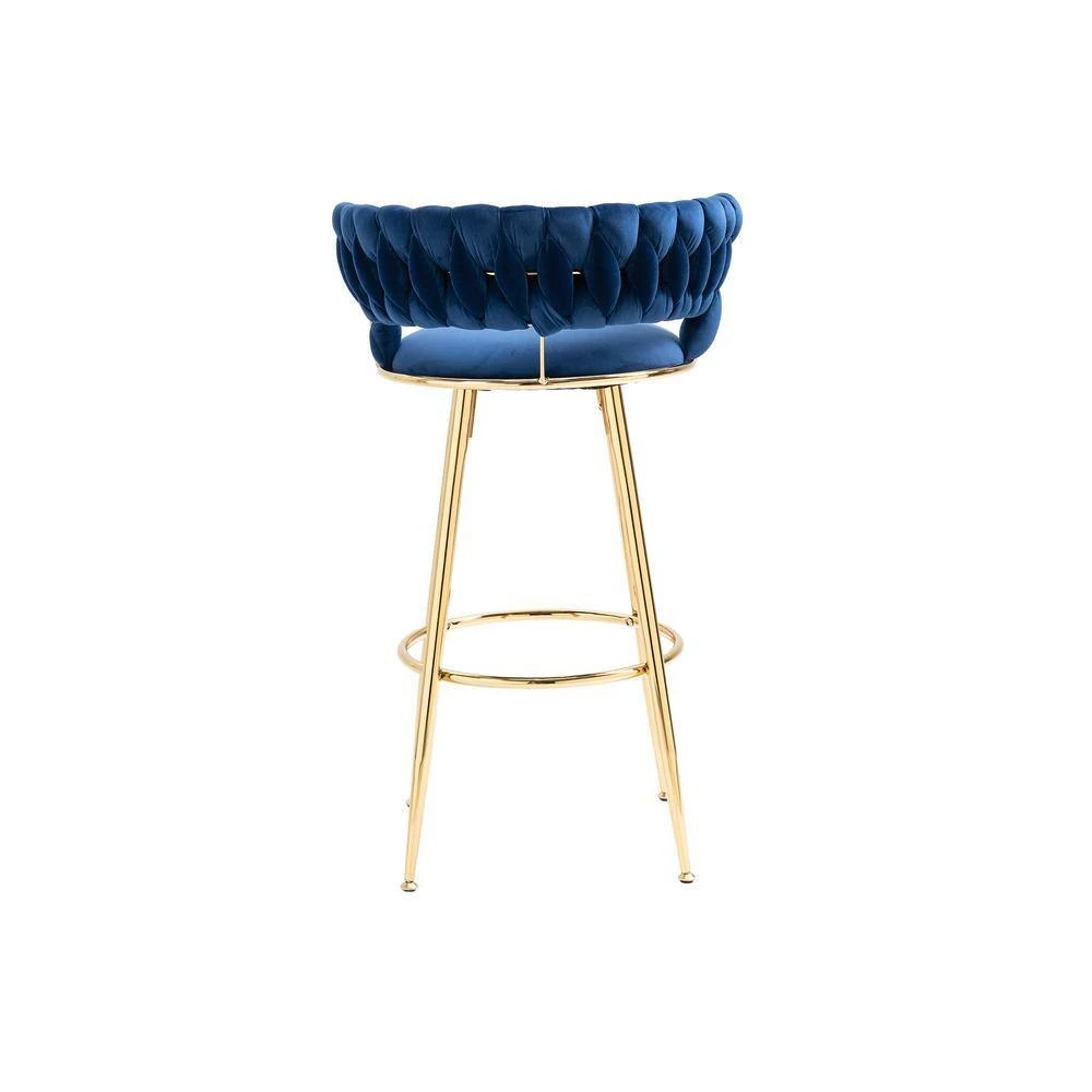 35 in. Navy Blue Velvet Metal Frame Cushioned Bar Stool with Gold Metal Legs by HOMEFUN 10 35 in. Navy Blue Velvet Metal Frame Cushioned Bar Stool with Gold Metal Legs by HOMEFUN - Image 8