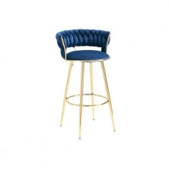 35 in. Navy Blue Velvet Metal Frame Cushioned Bar Stool with Gold Metal Legs by HOMEFUN 13 35 in. Navy Blue Velvet Metal Frame Cushioned Bar Stool with Gold Metal Legs by HOMEFUN -Cheap LR Home Store navy blue homefun bar stools hfhdsn 9882ny c3 1000