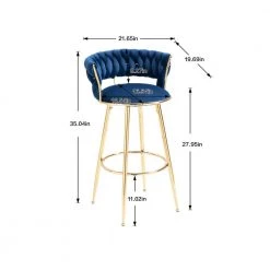 35 in. Navy Blue Velvet Metal Frame Cushioned Bar Stool with Gold Metal Legs by HOMEFUN 17 35 in. Navy Blue Velvet Metal Frame Cushioned Bar Stool with Gold Metal Legs by HOMEFUN -Cheap LR Home Store navy blue homefun bar stools hfhdsn 9882ny fa 1000