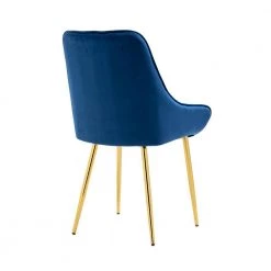 Modern Navy Blue Velvet Upholstered High Back Dining Chair with 4 Golden Metal Legs by HOMEFUN -Cheap LR Home Store navy blue homefun dining chairs hfhdsn 887ny 4f 1000