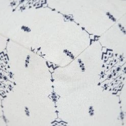 Scandinavian Navy Blue / Ivory Ornamental Motif Pouf Ottoman by LR Home -Cheap LR Home Store navy blue ivory lr home ottomans poufs34037nav1612 44 1000