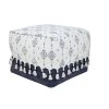 Scandinavian Navy Blue / Ivory Ornamental Motif Pouf Ottoman by LR Home 1 Scandinavian Navy Blue / Ivory Ornamental Motif Pouf Ottoman by LR Home -Cheap LR Home Store navy blue ivory lr home ottomans poufs34037nav1612 64 1000