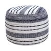 Seaside Navy Blue / Ivory Striped Textured Pouf Ottoman by LR Home 1 Seaside Navy Blue / Ivory Striped Textured Pouf Ottoman by LR Home -Cheap LR Home Store navy blue ivory lr home ottomans poufs34044nav1612 64 1000