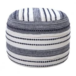 Seaside Navy Blue / Ivory Striped Textured Pouf Ottoman by LR Home -Cheap LR Home Store navy blue ivory lr home ottomans poufs34044nav1612 c3 1000