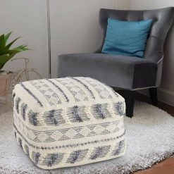 Tufted Navy / Ivory 18 in. Geometric Pattern Pouf by LR Home 13 Tufted Navy / Ivory 18 in. Geometric Pattern Pouf by LR Home -Cheap LR Home Store navy blue ivory lr home ottomans poufs99764nvi1612 31 1000