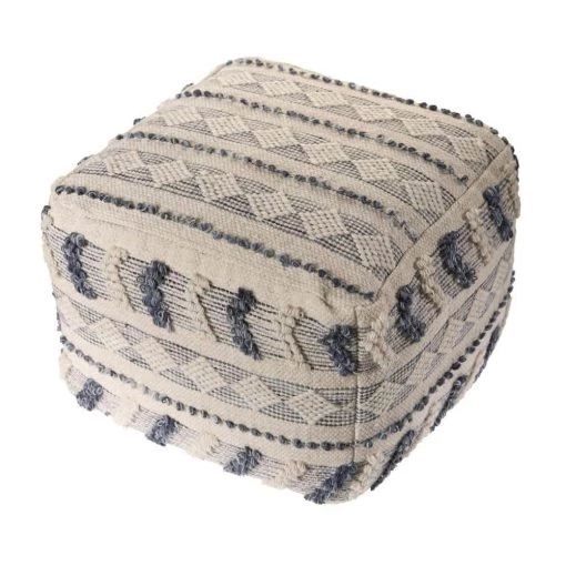 Tufted Navy / Ivory 18 in. Geometric Pattern Pouf by LR Home 2 Tufted Navy / Ivory 18 in. Geometric Pattern Pouf by LR Home -Cheap LR Home Store navy blue ivory lr home ottomans poufs99764nvi1612 64 1000