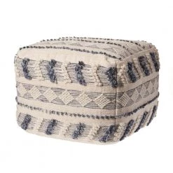 Tufted Navy / Ivory 18 in. Geometric Pattern Pouf by LR Home 10 Tufted Navy / Ivory 18 in. Geometric Pattern Pouf by LR Home -Cheap LR Home Store navy blue ivory lr home ottomans poufs99764nvi1612 c3 1000